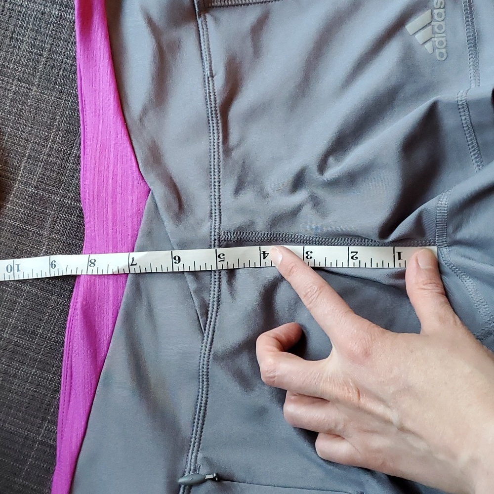adidas Gray Athletic Shorts with Pink Waistband - Picture 4 of 13